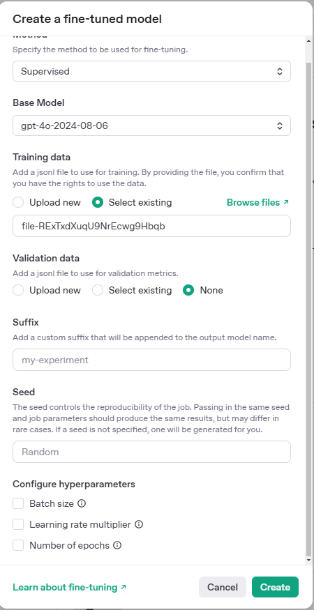 Uploading the training dataset