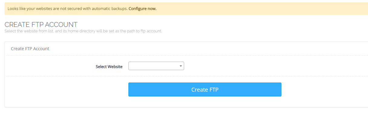 Create FTP Account
