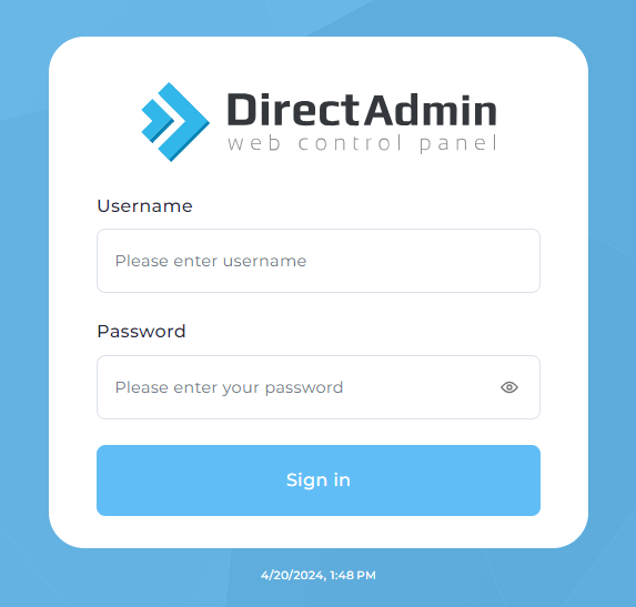 Log in to Control Panel