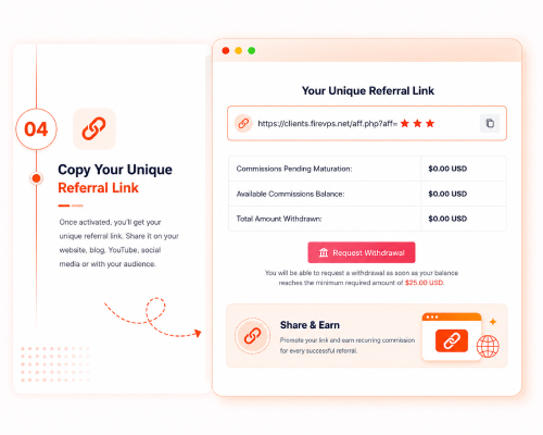 Affiliate referral link screen