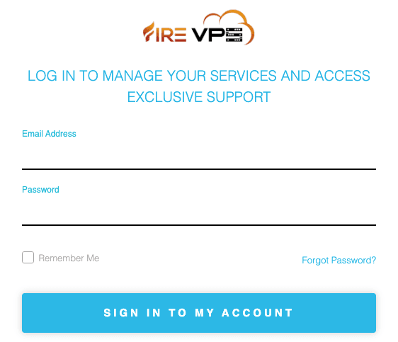 FireVPS login screen