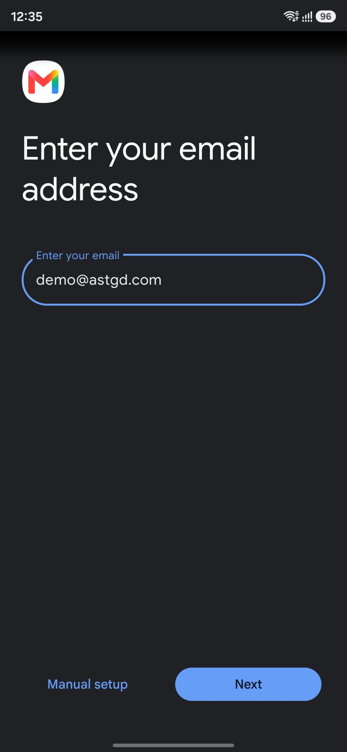 Enter your new business email address in Gmail