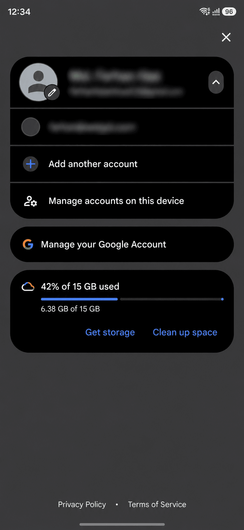 Gmail profile menu showing Add another account option