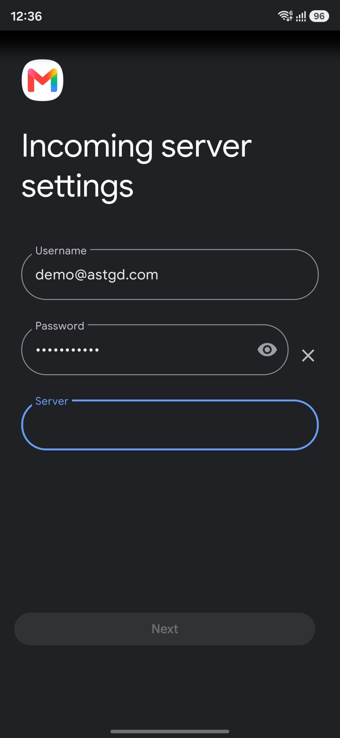 Configure incoming IMAP server settings in Gmail